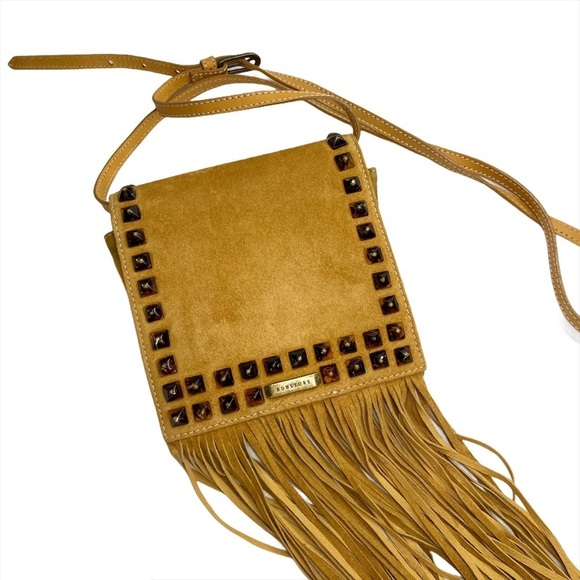 Bobstore Leather Mustard Yellow Fringe Crossbody - Picture 1 of 12